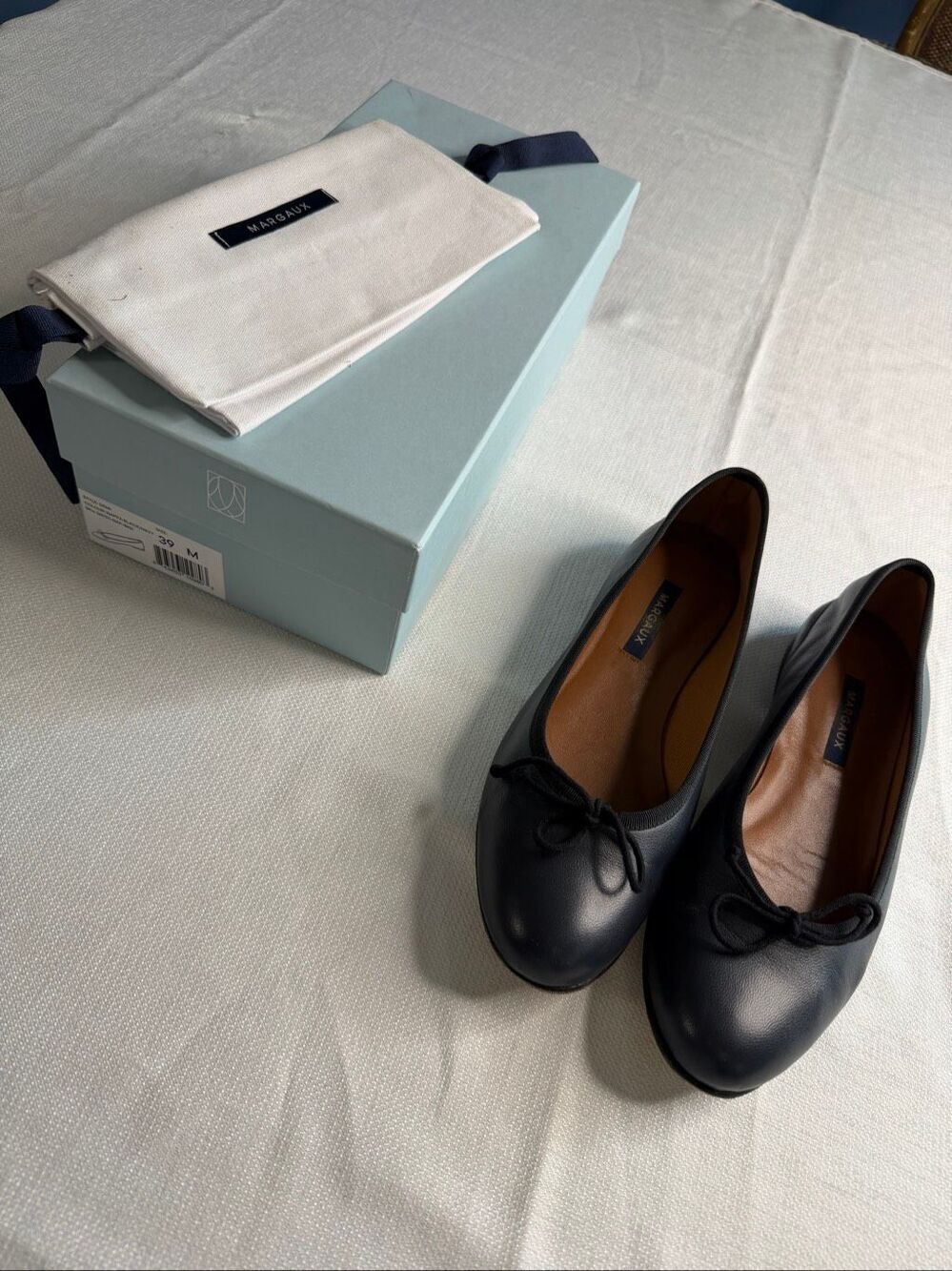 Margaux The Demi Black Navy Nappa Leather Ballet Flats Size 39 M US 8.5-9 - Picture 3 of 12